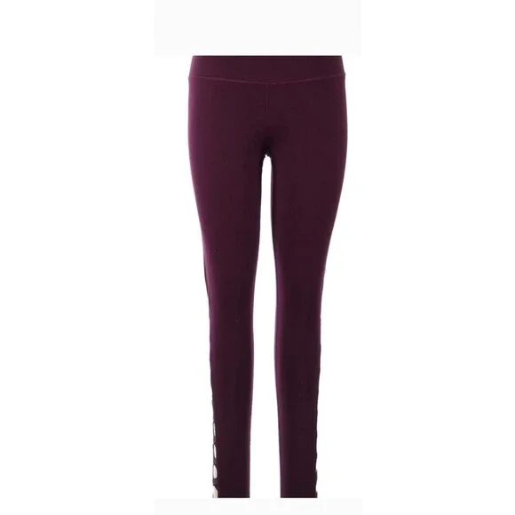 VS Victoria Secret Sport Leggings maroon shimmer cutout Knockout Tights medium - Picture 2 of 6